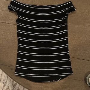 Free People Black & White Striped Off-Shoulder Women’s Top